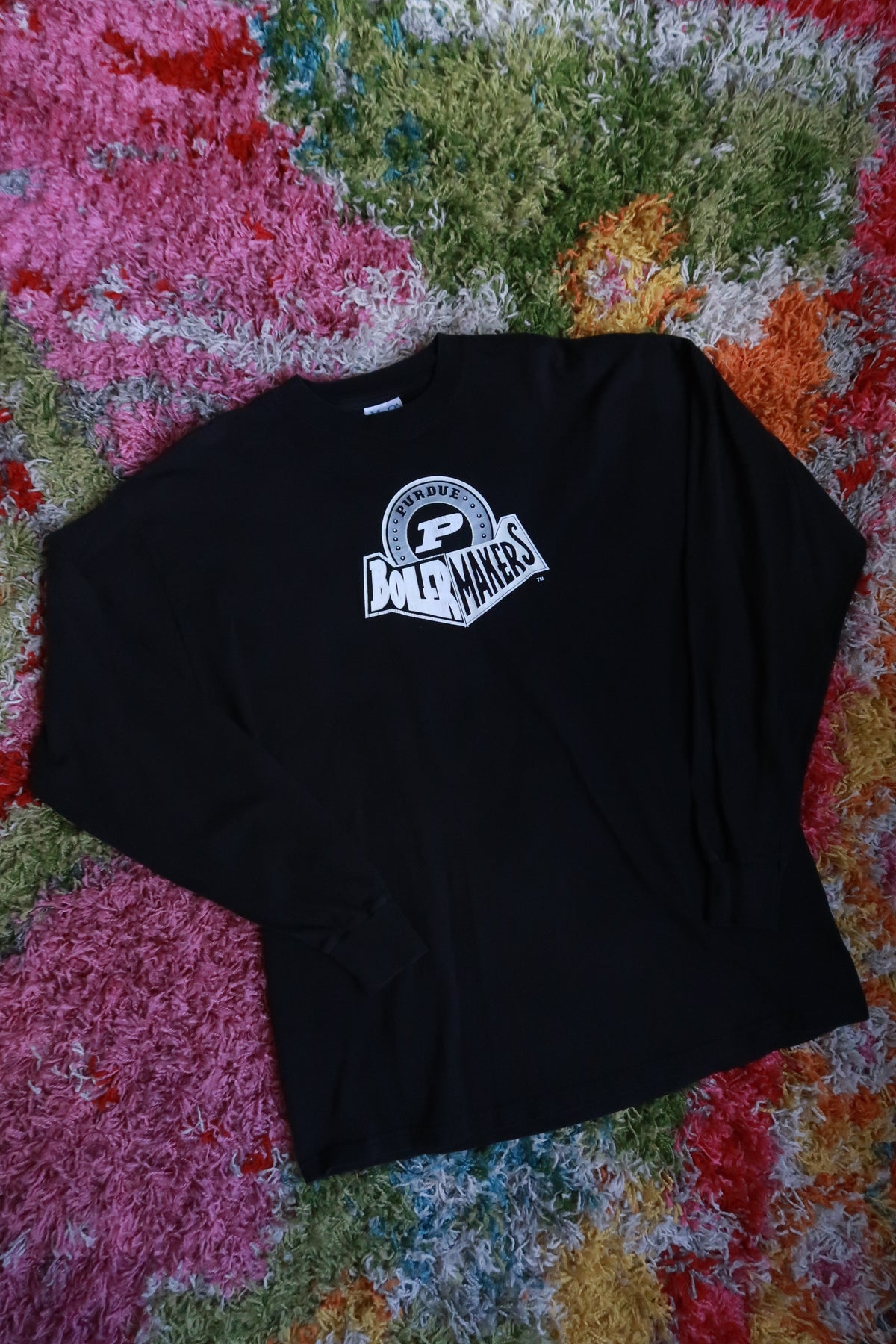 Vintage Purdue Boilermakers Black Long Sleeve Collegiate Graphic T-Shirt