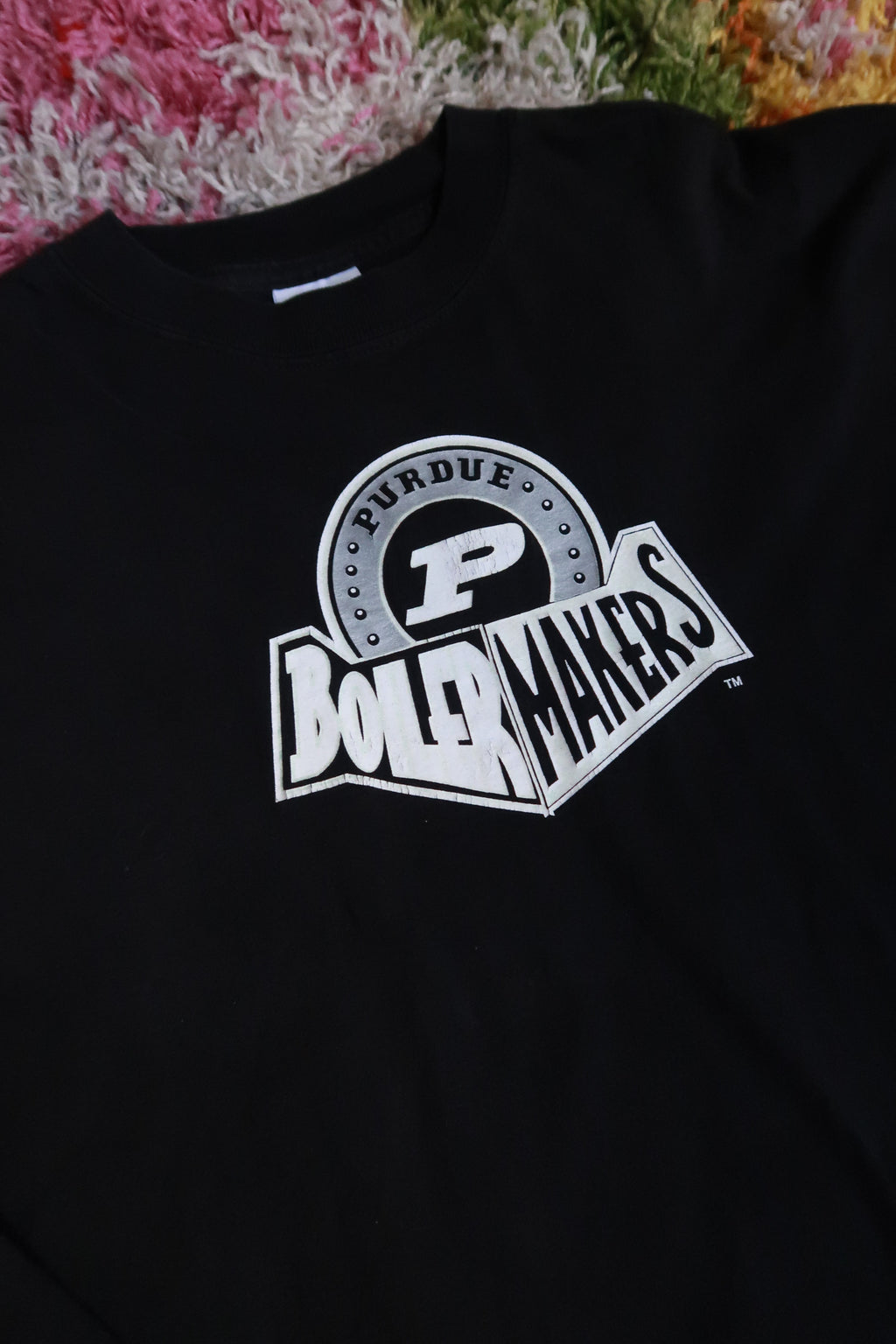 Vintage Purdue Boilermakers Black Long Sleeve Collegiate Graphic T-Shirt