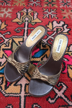 Load image into Gallery viewer, Deadstock Vintage Steve Madden Metallic Strappy Wedges – Y2K Platform Sandals
