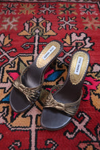 Load image into Gallery viewer, Deadstock Vintage Steve Madden Metallic Strappy Wedges – Y2K Platform Sandals
