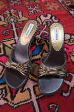 Load image into Gallery viewer, Deadstock Vintage Steve Madden Metallic Strappy Wedges – Y2K Platform Sandals
