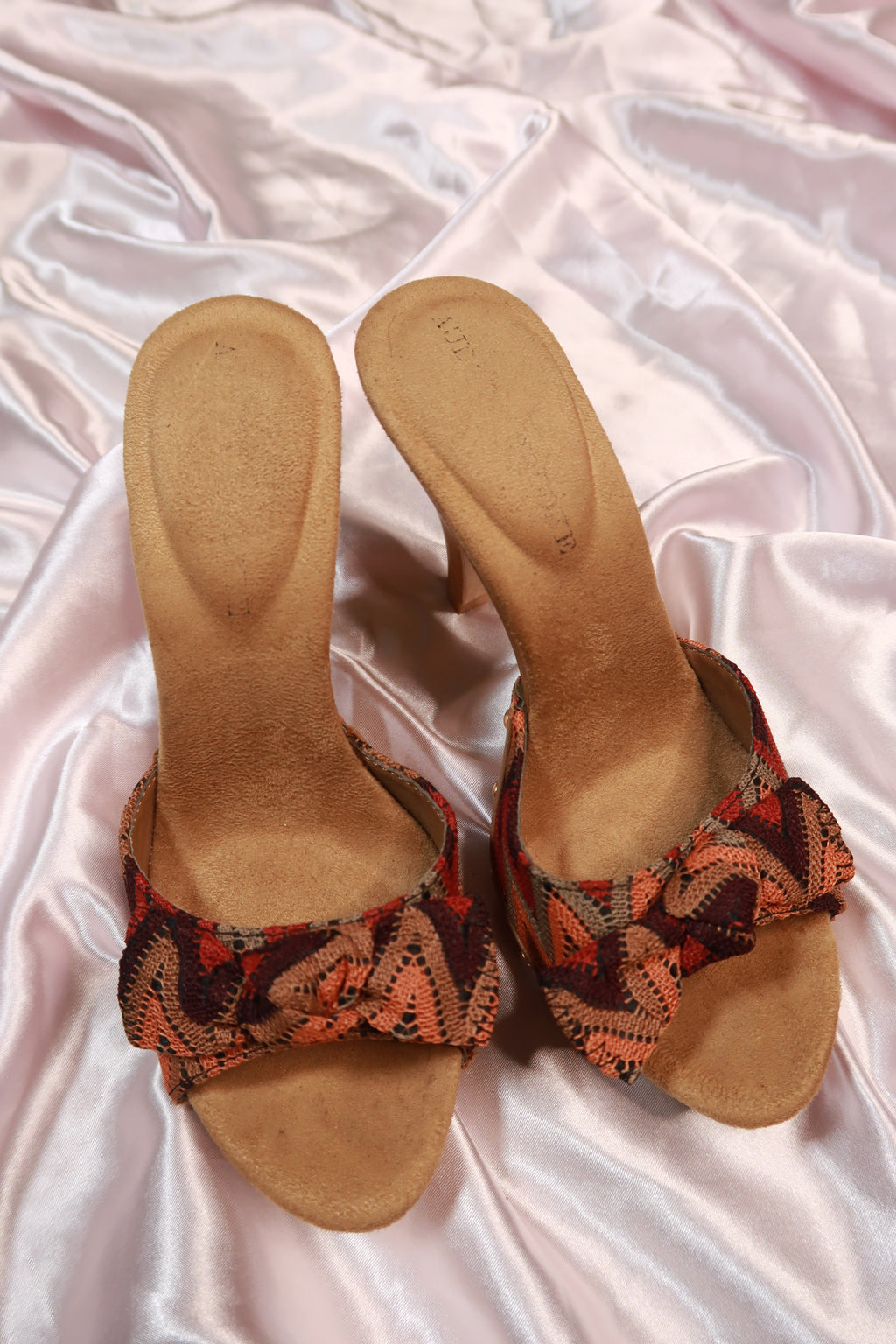 Lace Wooden Slide Heels - Elektra Vintage