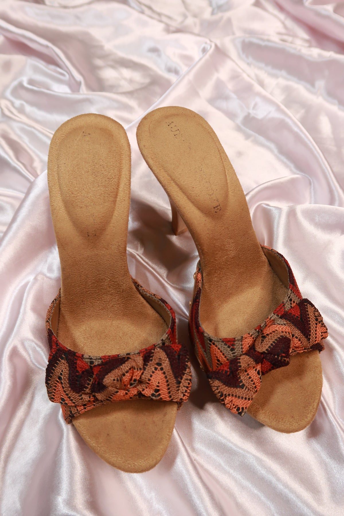 Lace Wooden Slide Heels - Elektra Vintage