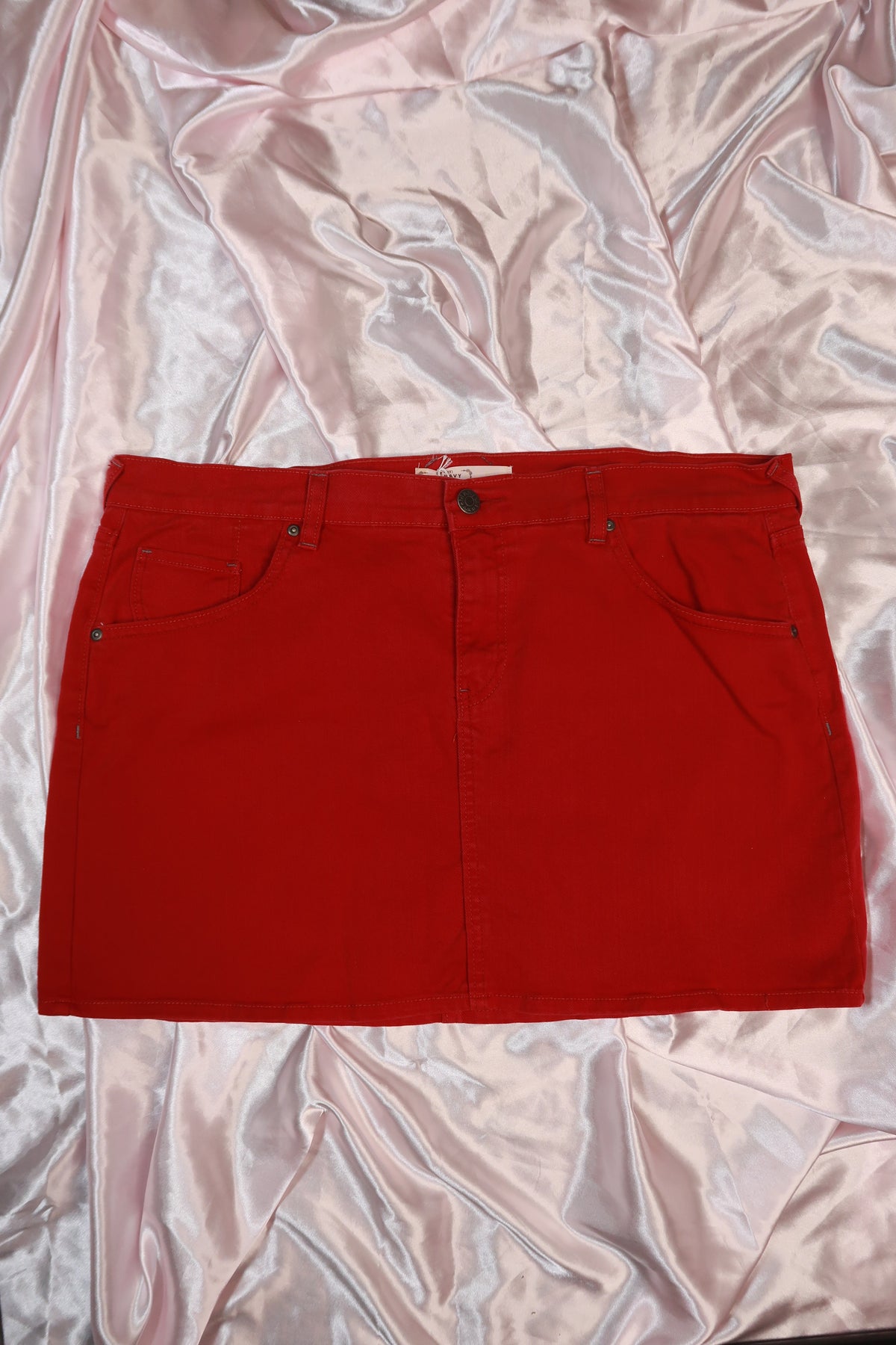 Red Canvas Mini Skirt - Elektra Vintage