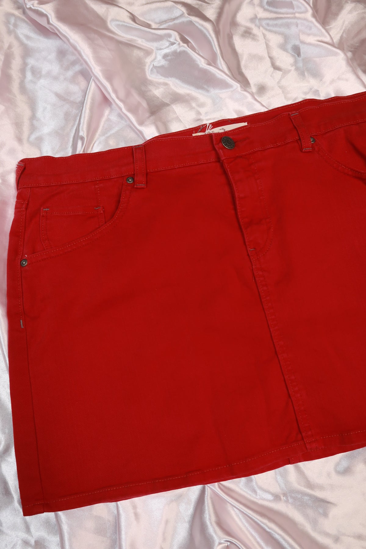 Red Canvas Mini Skirt - Elektra Vintage