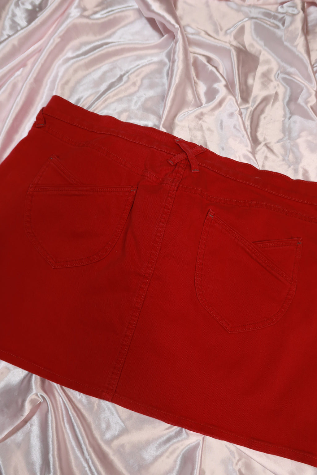 Red Canvas Mini Skirt - Elektra Vintage