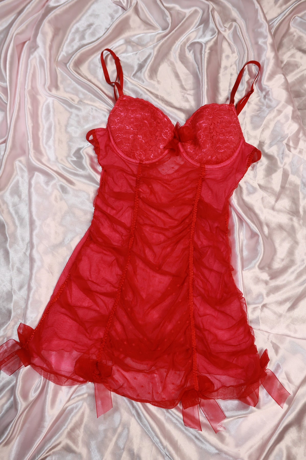 Red Mesh Bustier - Elektra Vintage