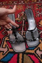 Load image into Gallery viewer, Vintage Bandolino Black Strappy Heels – Y2K Square Toe Sandals
