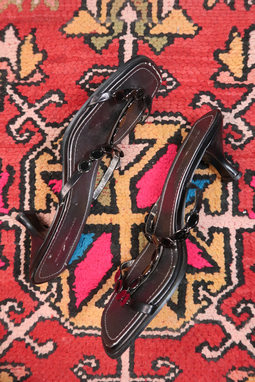 Vintage Bandolino Black Strappy Heels – Y2K Square Toe Sandals