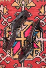 Load image into Gallery viewer, Vintage Bandolino Black Strappy Heels – Y2K Square Toe Sandals
