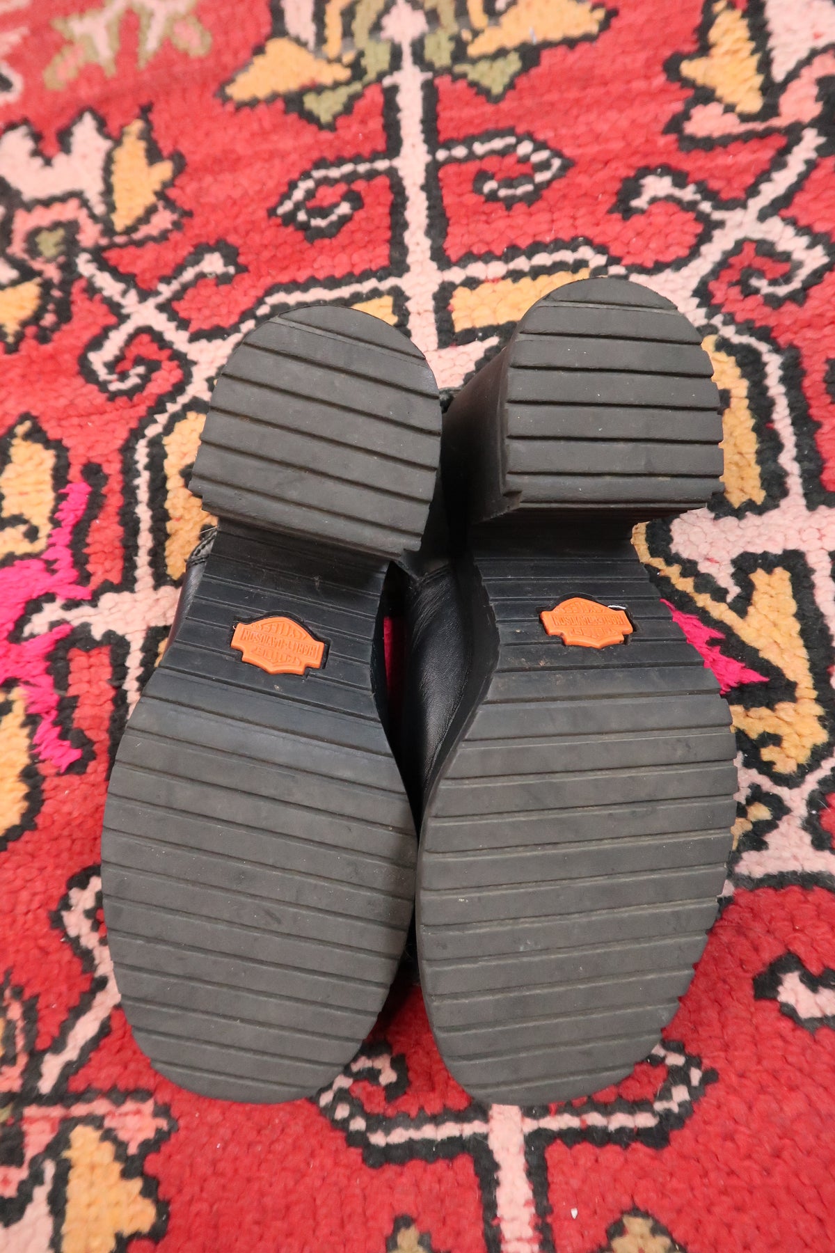 Vintage Harley Davidson Black Leather Platform Heels – Chunky Y2K Slingback Sandals