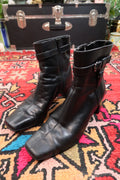 Vintage Nine West Black Leather Ankle Boots – 90s/2000s Block Heel Booties