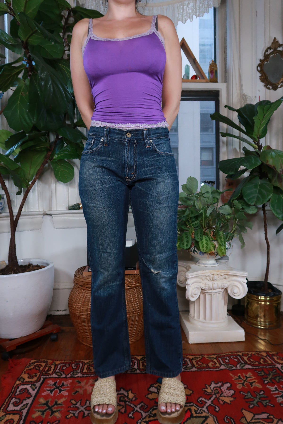 Vintage Levi’s 514 Dark Wash Straight Leg Jeans Mid Rise Whiskered Denim
