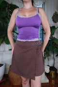 Vintage Express Burgundy Buckle Mini Skirt