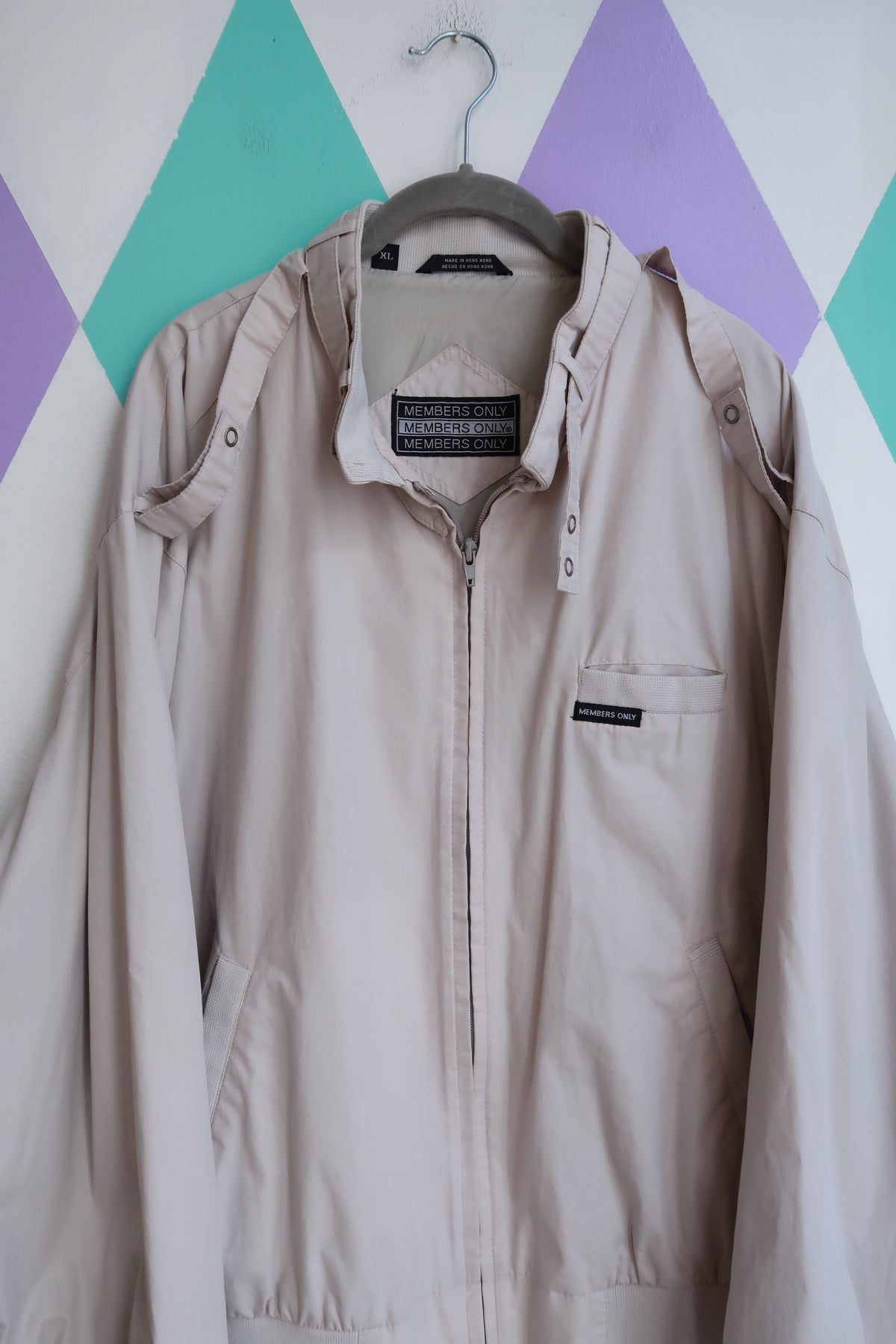 Vintage 80s Members Only Beige Bomber Jacket