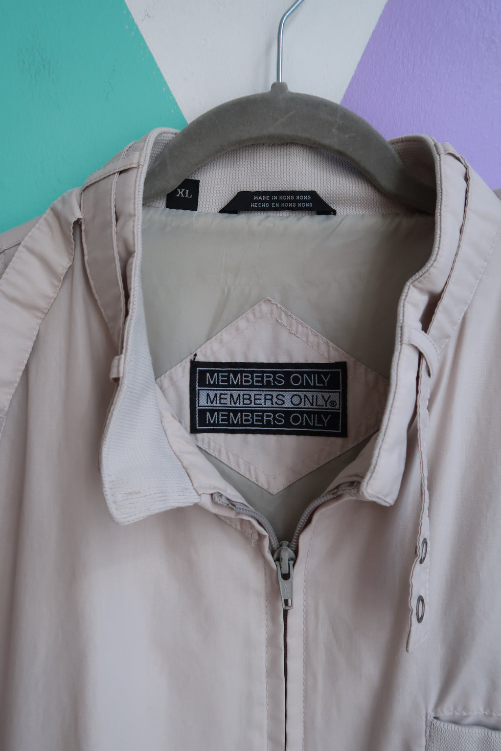Vintage 80s Members Only Beige Bomber Jacket
