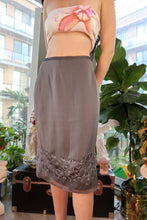 Load image into Gallery viewer, Vintage Express 90s Sheer Overlay Midi Skirt with Floral Embroidery
