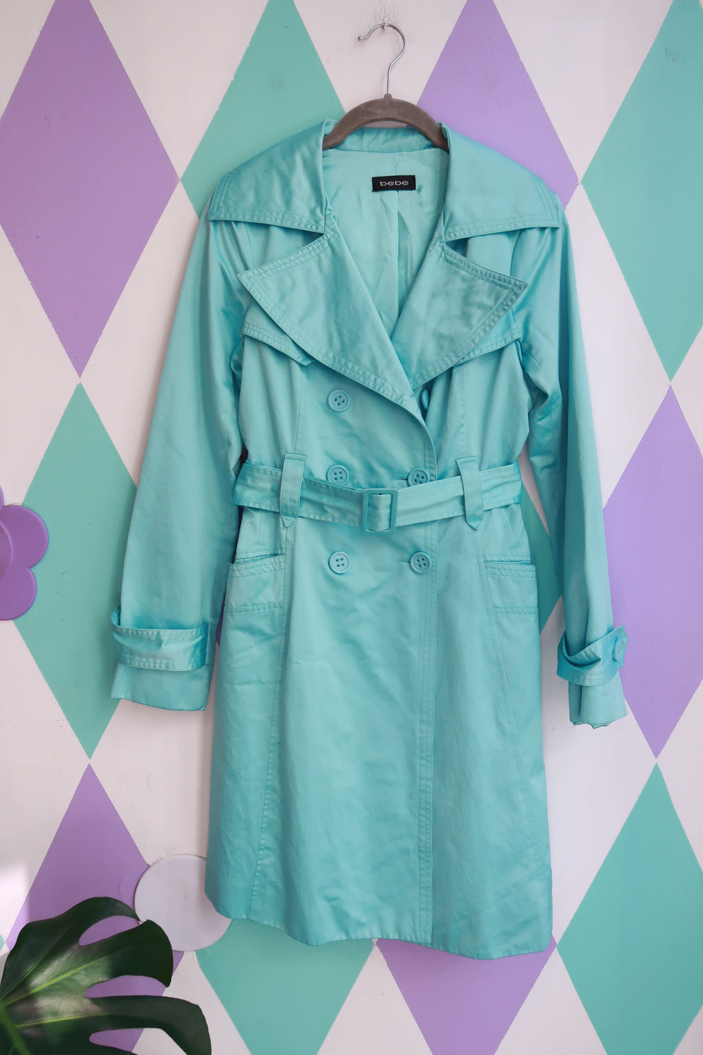 Vintage 2000s Bebe Aqua Trench Coat