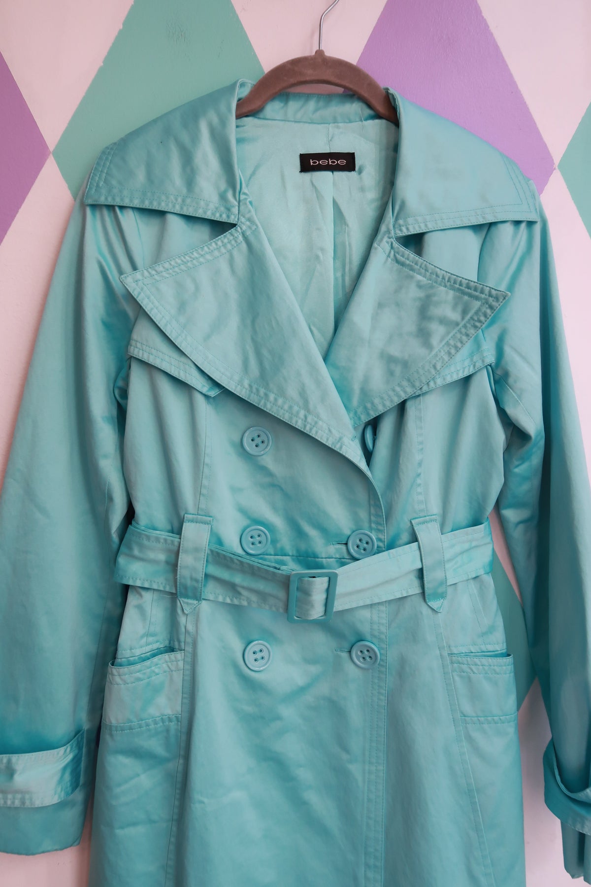 Vintage 2000s Bebe Aqua Trench Coat