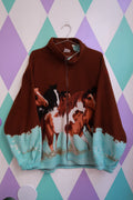 Vintage Horse Print Fleece Jacket