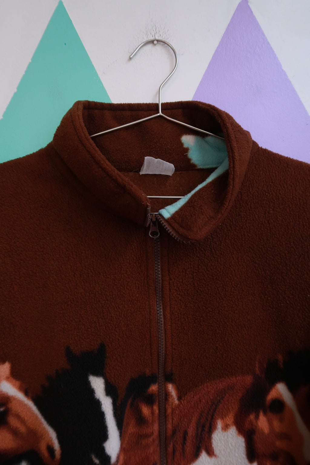 Vintage Horse Print Fleece Jacket