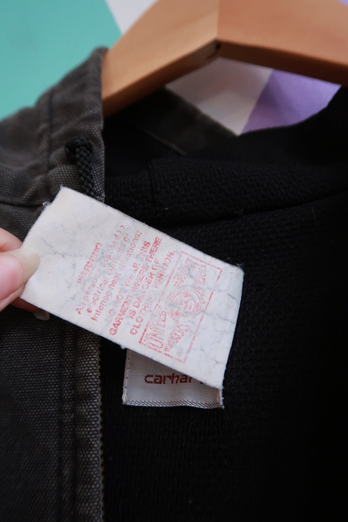 Vintage 90s Union Made Carhartt Black Distressed Hooded Jacket