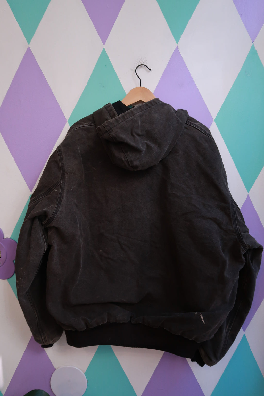 Vintage 90s Union Made Carhartt Black Distressed Hooded Jacket