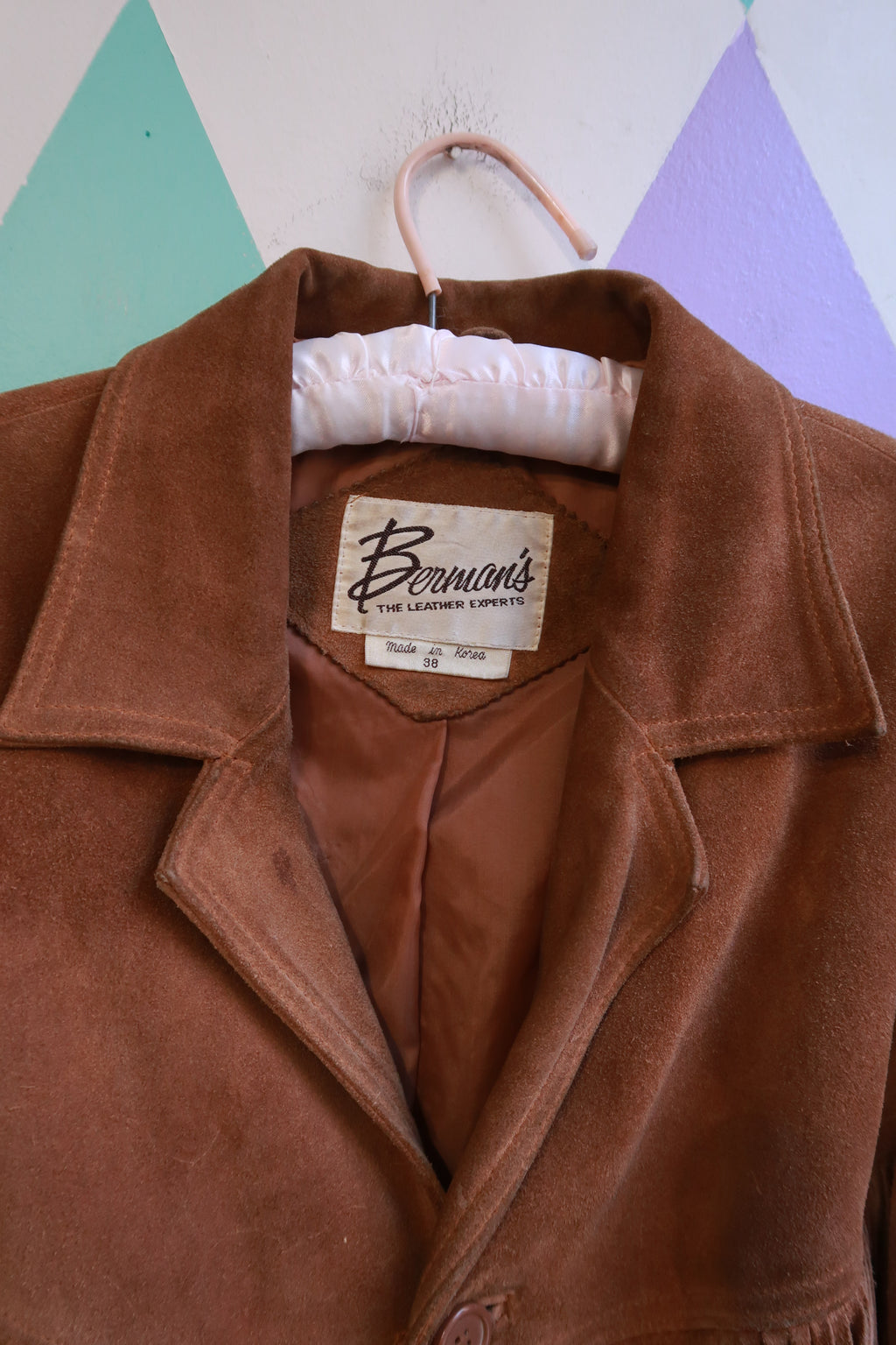 Vintage 1970s Brown Suede Leather Fringe Western Jacket