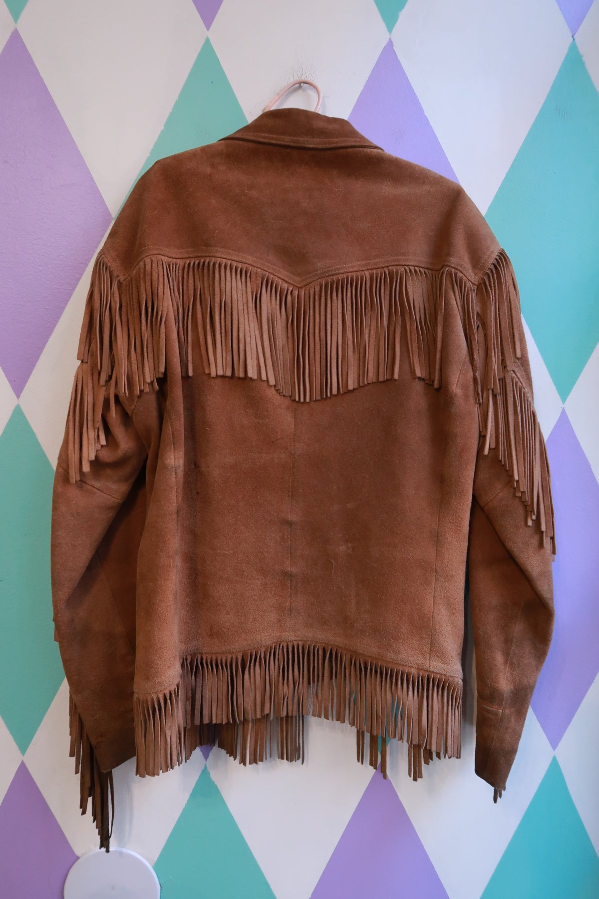 Vintage 1970s Brown Suede Leather Fringe Western Jacket
