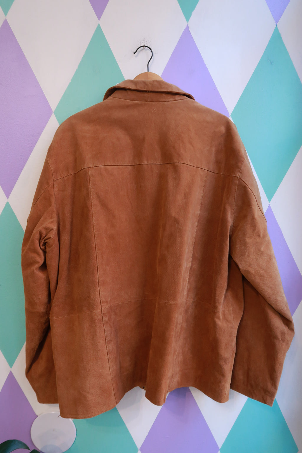 Vintage Brown Suede Leather Zip Front Jacket