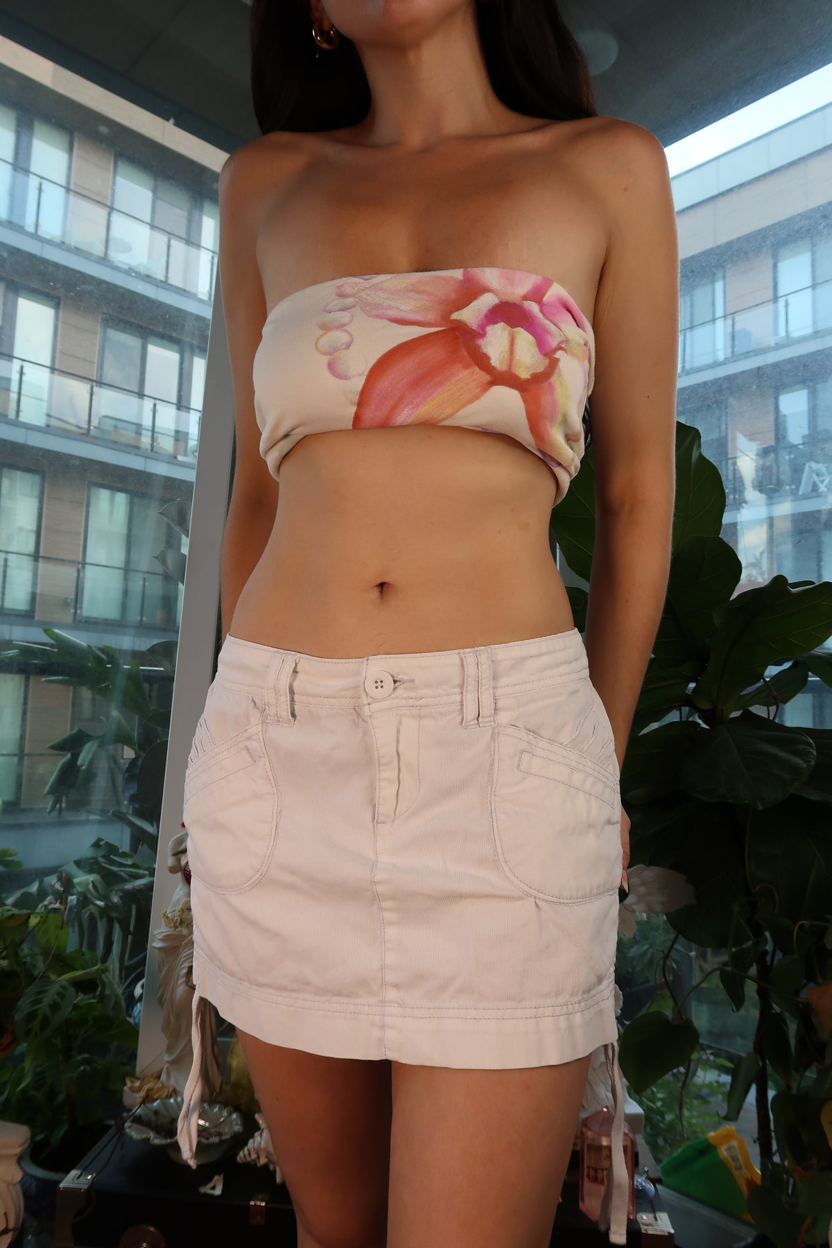 Vintage 2000s LEI White Corduroy Mini Skirt