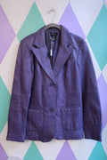 Vintage Purple Genuine Leather Blazer Jacket Two Button Fitted