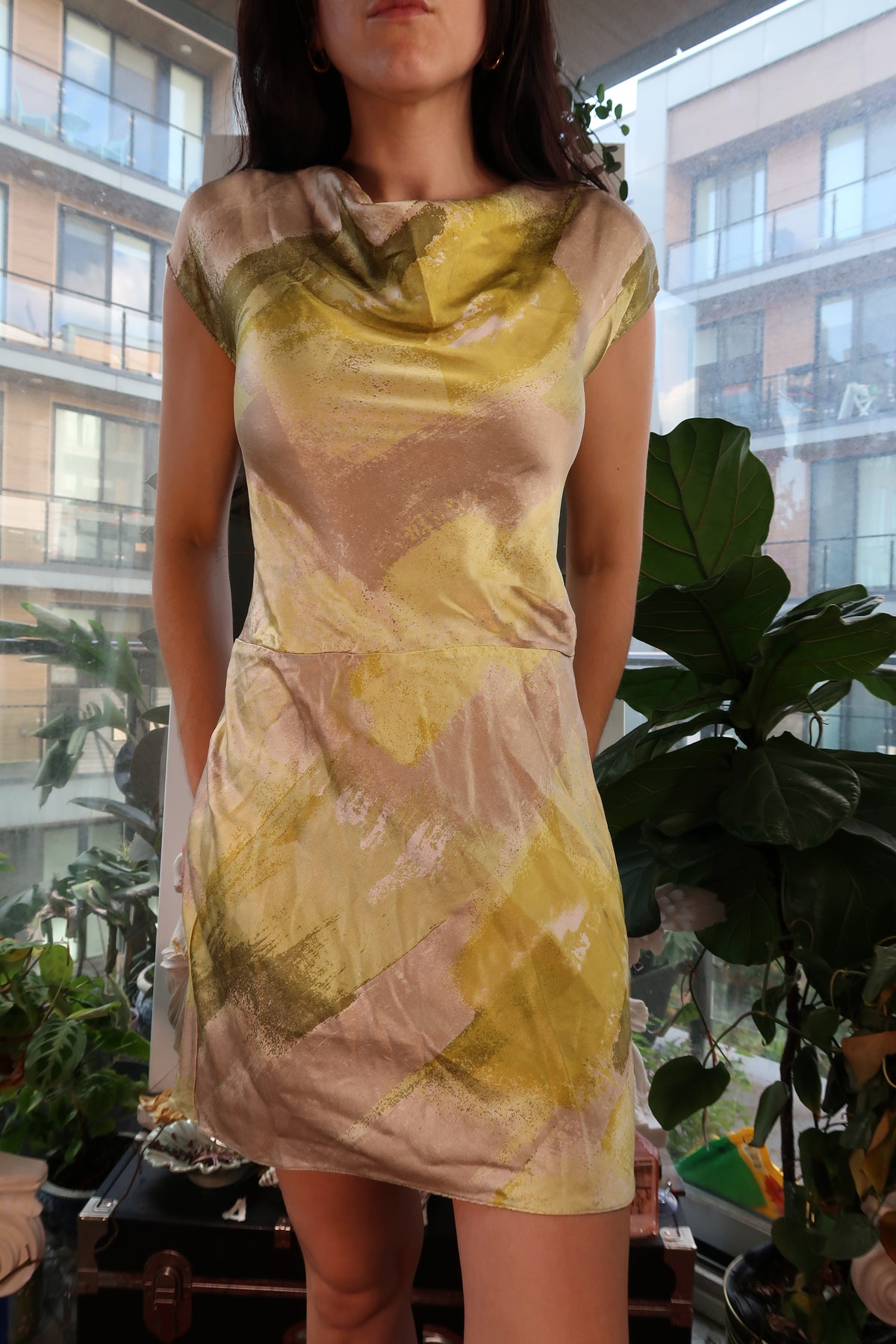 Vintage 2000s Elektra Vintage silk bias cut dress with a flowing silhouette and elegant design.