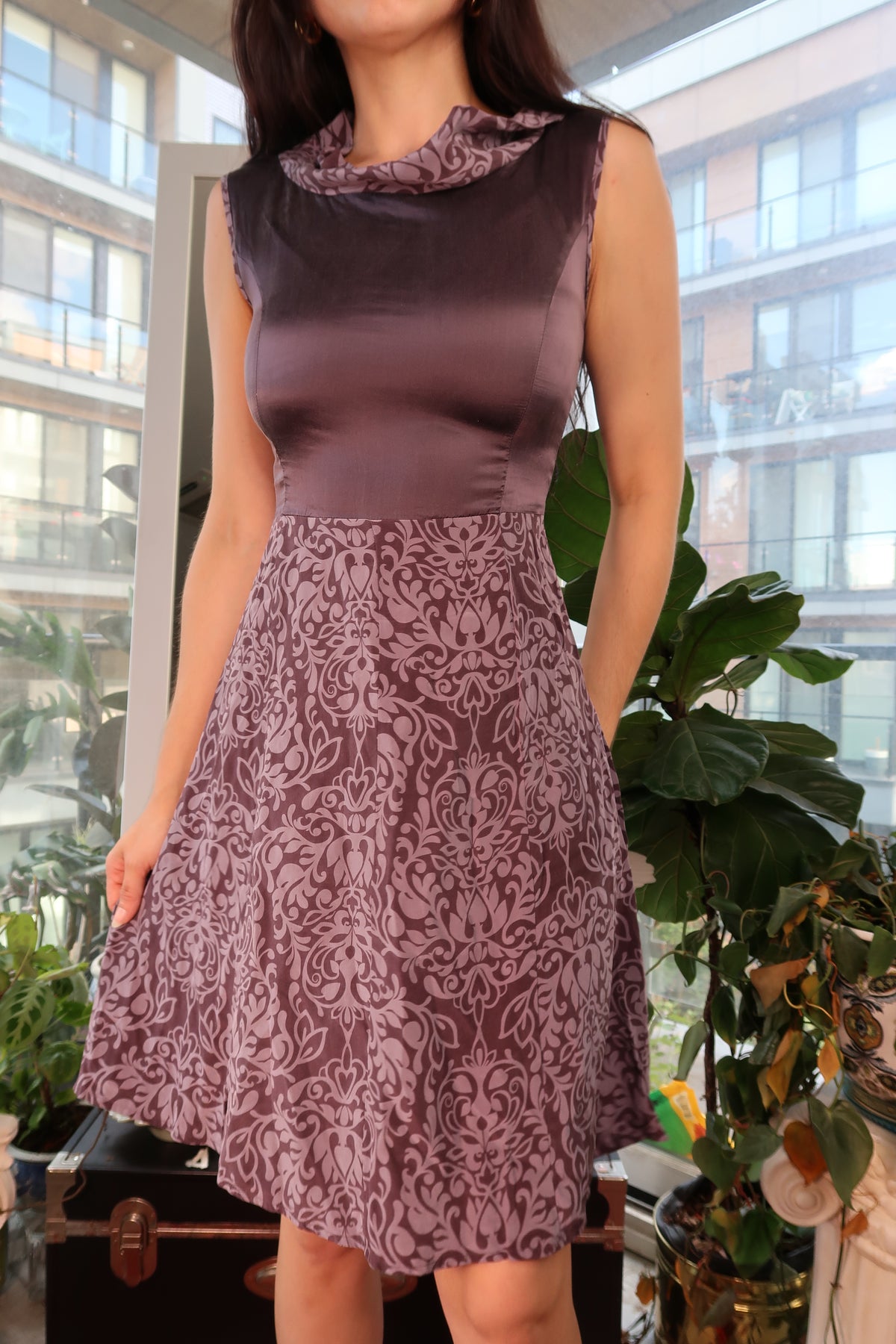Vintage 100% Silk BCBG Bias Cut Dress in Deep Plum