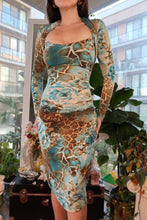 Load image into Gallery viewer, Vintage Y2K Cache Aqua &amp; Leopard Print Bodycon Dress
