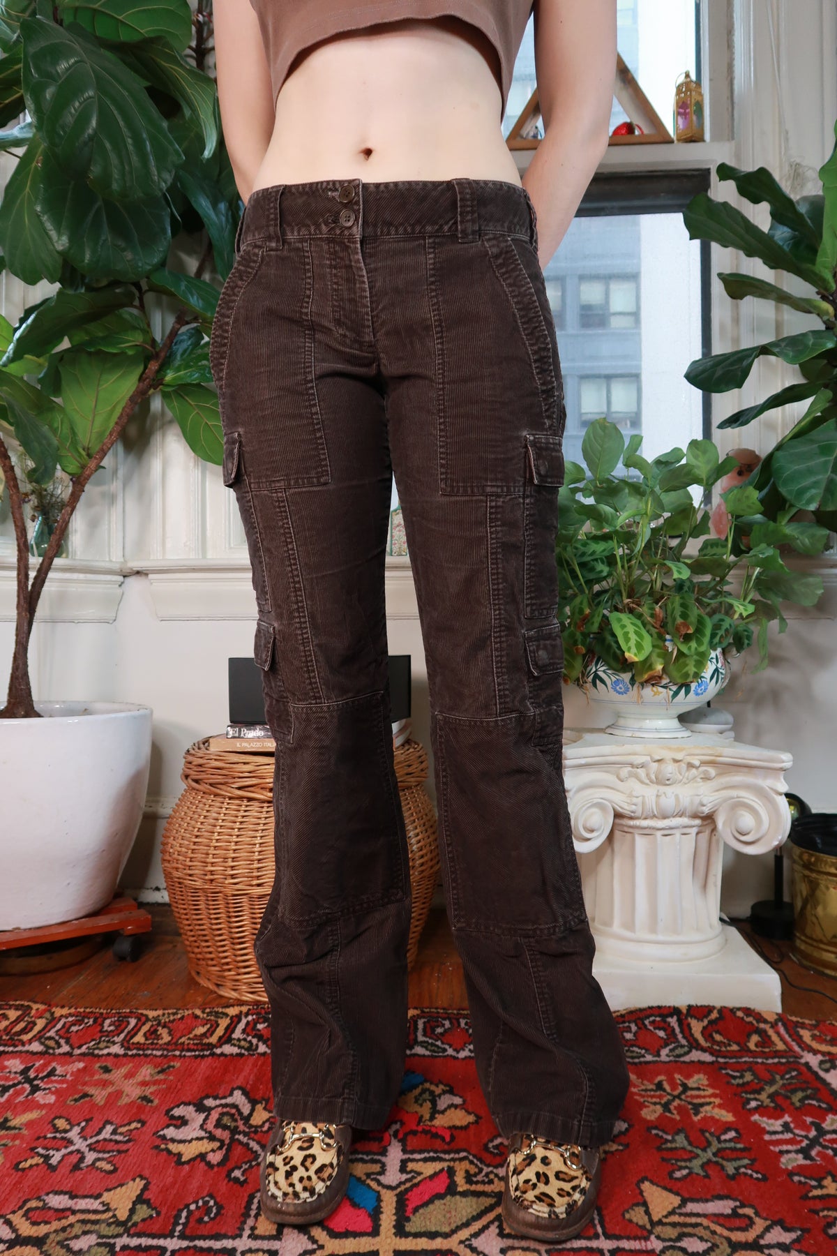 Vintage 2000s DKNY Brown Corduroy Cargo Pants