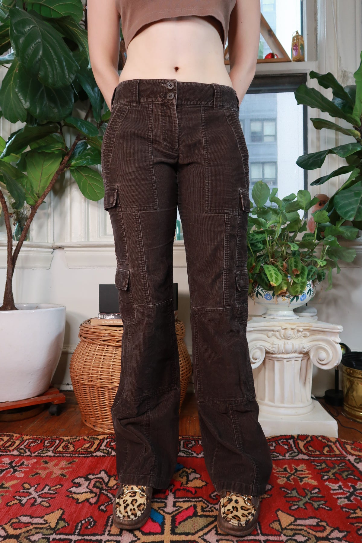 Vintage 2000s DKNY Brown Corduroy Cargo Pants