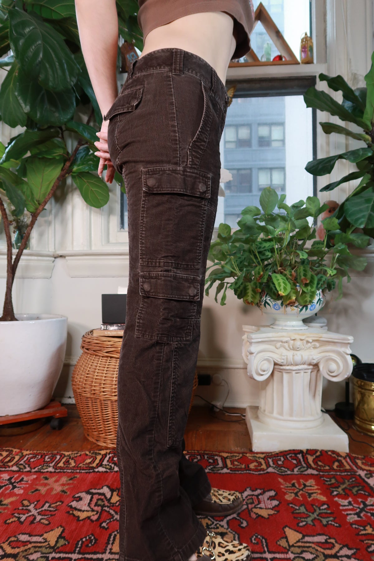 Vintage 2000s DKNY Brown Corduroy Cargo Pants