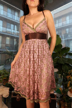 Load image into Gallery viewer, Vintage 2000s Pink and Olive Lace Babydoll Dress
