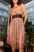 Load image into Gallery viewer, Vintage 2000s Pink and Olive Lace Babydoll Dress
