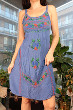 Load image into Gallery viewer, Vintage Y2K Embroidered Denim Smocked Sundress
