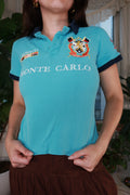 Vintage 2000s Monte Carlo Sailing Team Turquoise Polo Shirt