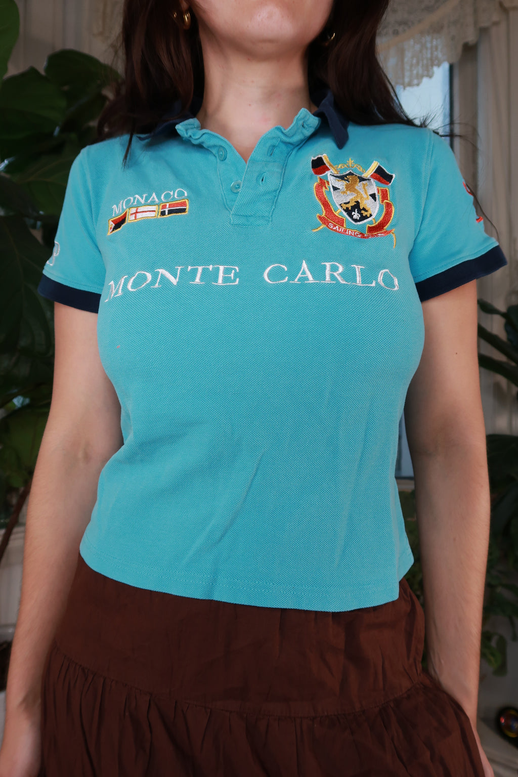 Vintage 2000s Monte Carlo Sailing Team Turquoise Polo Shirt