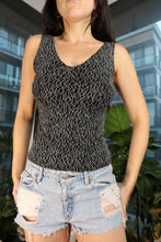 Load image into Gallery viewer, Vintage Y2K Black Glitter Textured Tank Top

