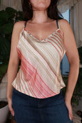 Vintage Striped Button Trim Camisole Top