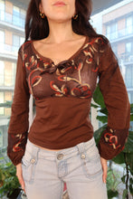 Load image into Gallery viewer, NWT Vintage 2000s Sheer Brown Embroidered Boho Top
