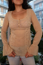 Load image into Gallery viewer, Vintage Express Sheer Embroidered Boho Top with Bell Sleeves
