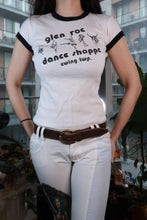Load image into Gallery viewer, Elektra Vintage vintage Glen Roc Dance Shoppe Y2K graphic ringer tee for women, with colorful retro dance design on cotton top.
