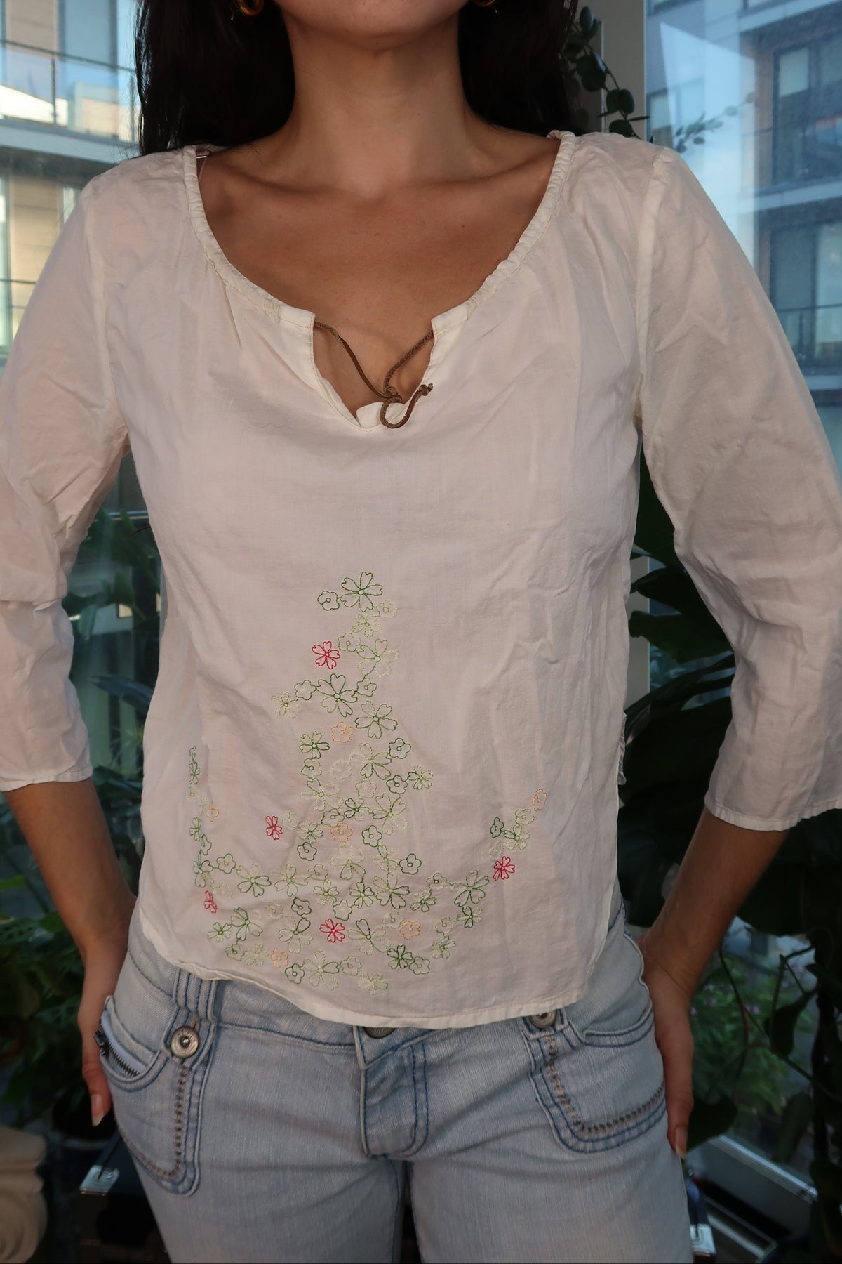 Vintage 2000s Calvin Klein Jeans Embroidered Peasant Tunic Top - Elektra Vintage