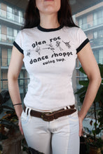 Load image into Gallery viewer, Vintage Glen Roc Dance Shoppe ringer tee by Elektra Vintage, Y2K graphic women's top with retro style and bold print.
